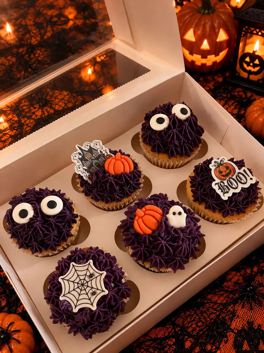 Purple Halloween Cupcake Box